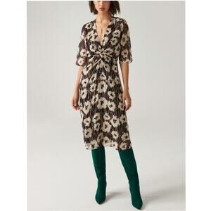 Ba&sh Kaz Metallic Floral Midi Dress – Ecru – Size S – NWT